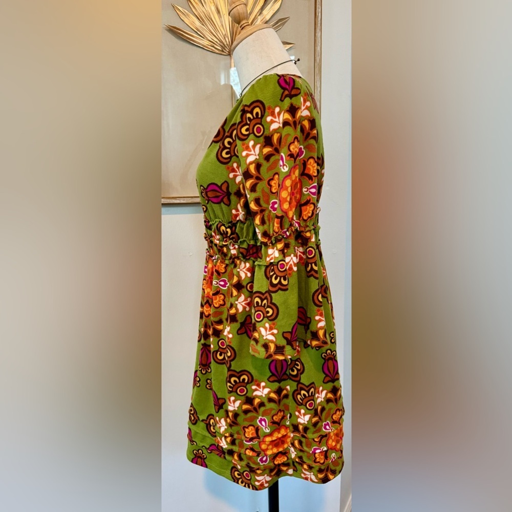 Judith March Green Boho Floral Dress | Retro V-Neck Empire Waist - Picture 2 of 8